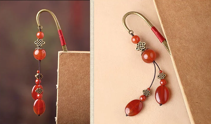 薦古典匠心啟航閱讀紅瑪瑙流蘇書簽