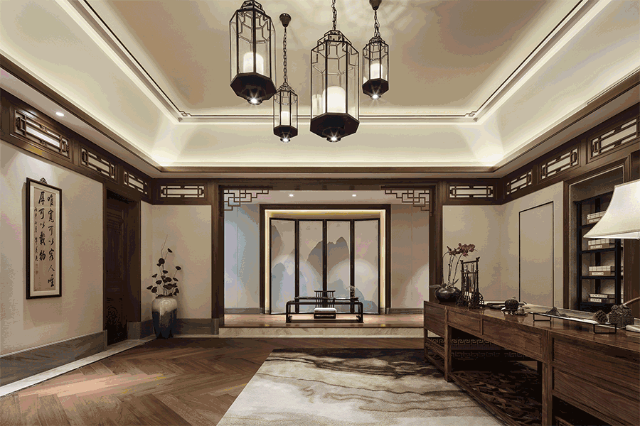 龍光御海天禧別墅樣板房，高端大氣的新中式豪
