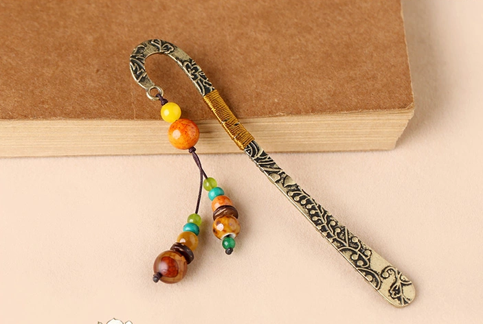 民族風古典復古金屬瑪瑙書簽