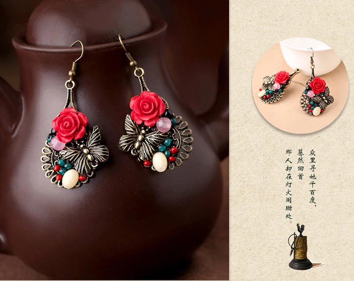 匠心啟航閱讀典雅新娘首飾文藝氣質(zhì)玫瑰耳環(huán)