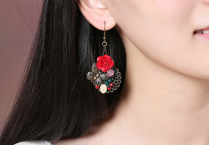 匠心啟航閱讀典雅新娘首飾文藝氣質(zhì)玫瑰耳環(huán)