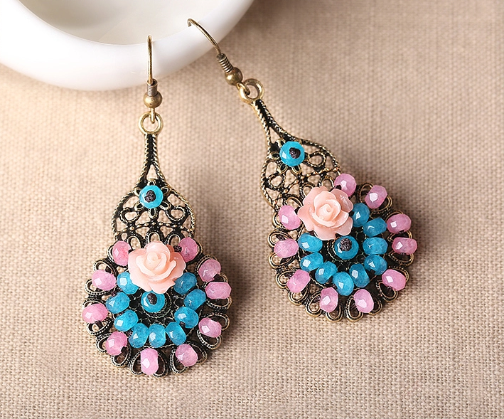 匠心啟航閱讀復古旗袍首飾琉璃耳墜耳環(huán)