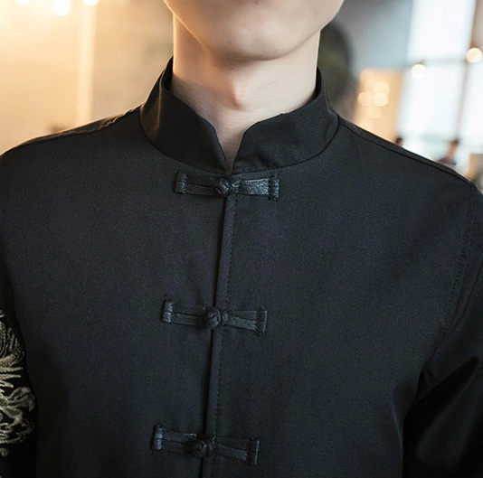 匠心啟航閱讀金龍刺繡復(fù)古盤(pán)扣唐裝外套