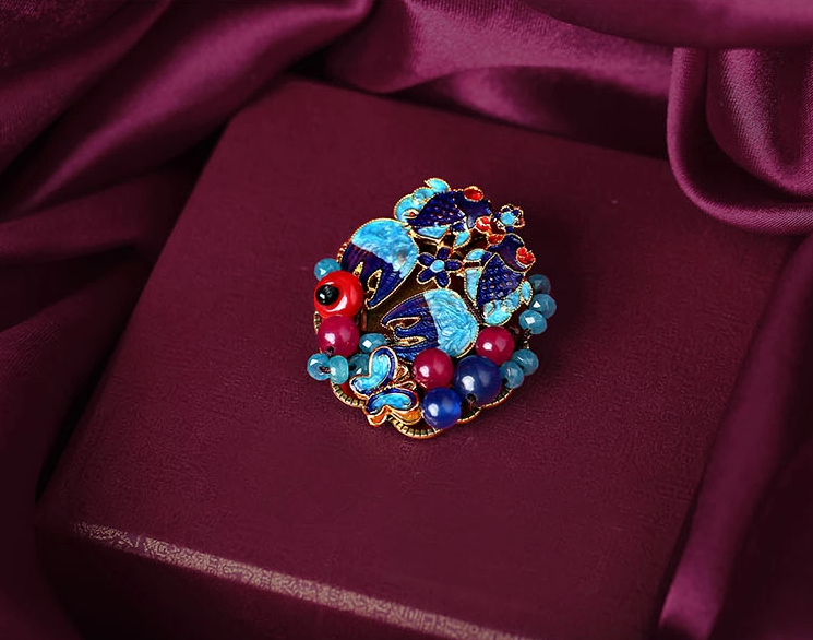 景泰藍蝴蝶胸針復(fù)古文藝飾品