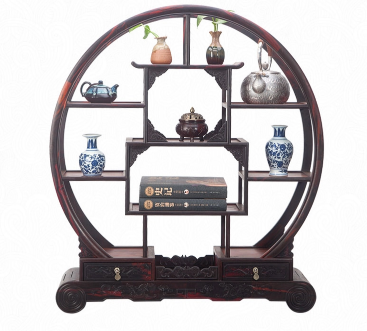 七款大紅酸枝博古架，實(shí)木中式仿古擺件