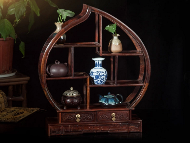 七款大紅酸枝博古架，實(shí)木中式仿古擺件