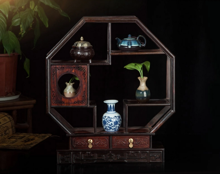 七款大紅酸枝博古架，實(shí)木中式仿古擺件