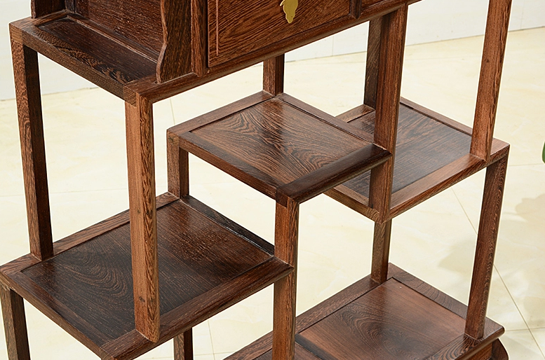 中式古典雞翅木博古架，實(shí)木圓形博古架