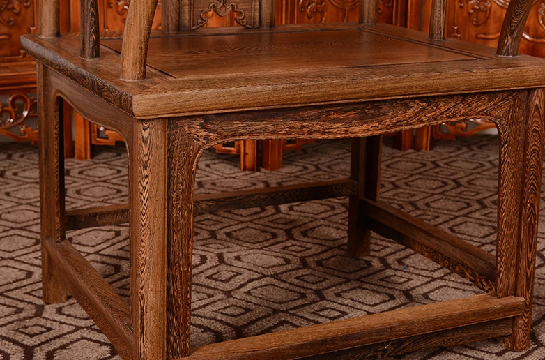 中式古典雞翅木圈椅三件套椅子組合