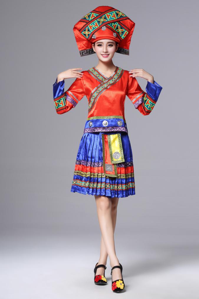 廣西壯族服裝土家族苗族，百褶裙少數(shù)民族服裝