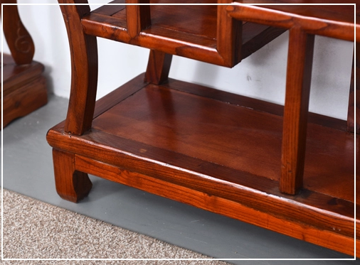 古典中式實木花瓶造型榆木博古架