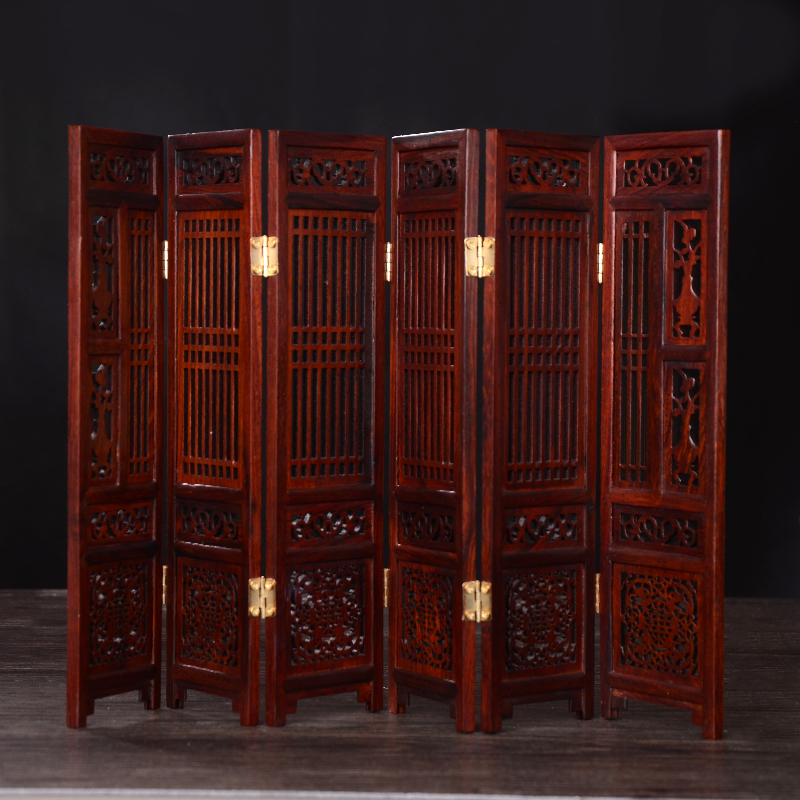中國古典紅酸枝木屏風