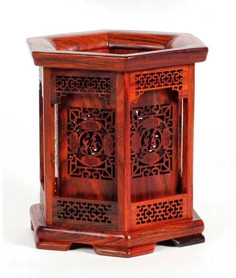 老撾大紅酸枝實(shí)木筆筒，紅木雕工藝品