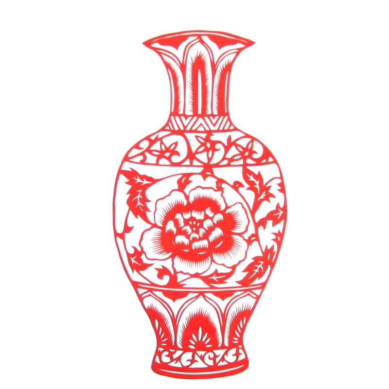 11款精美手工紅花瓷剪紙，茶壺剪紙工藝品