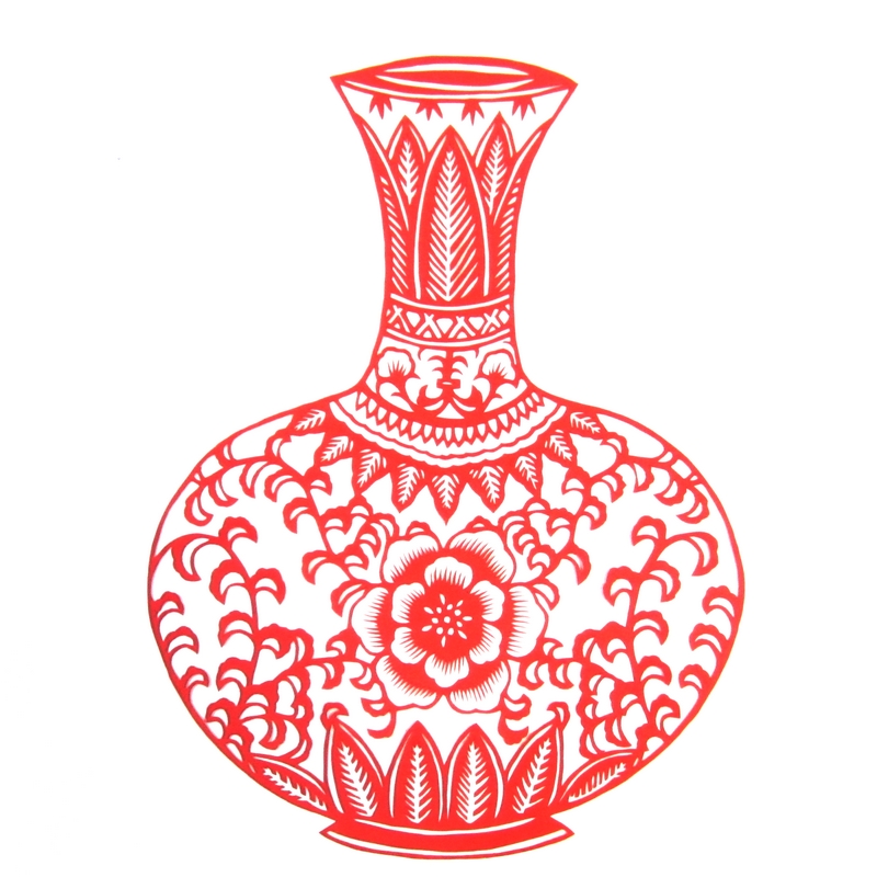 11款精美手工紅花瓷剪紙，茶壺剪紙工藝品