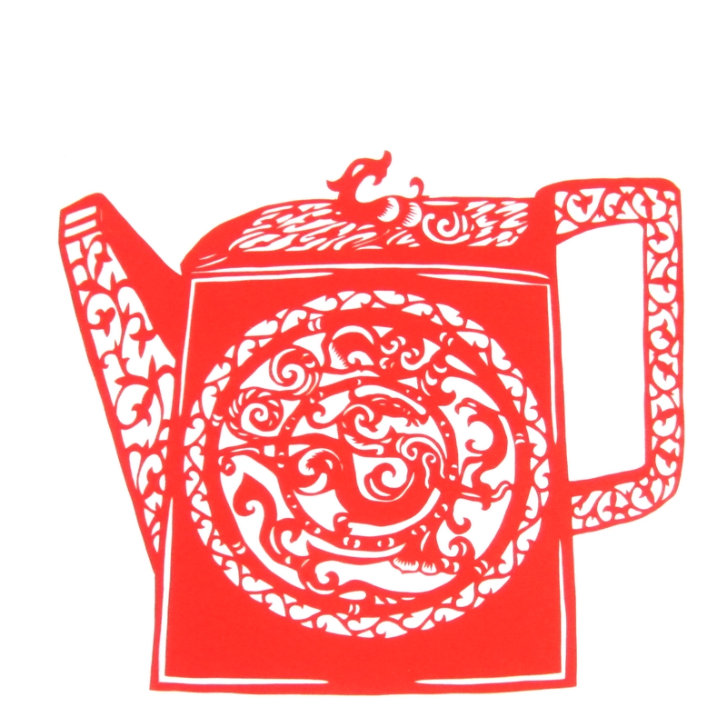 11款精美手工紅花瓷剪紙，茶壺剪紙工藝品