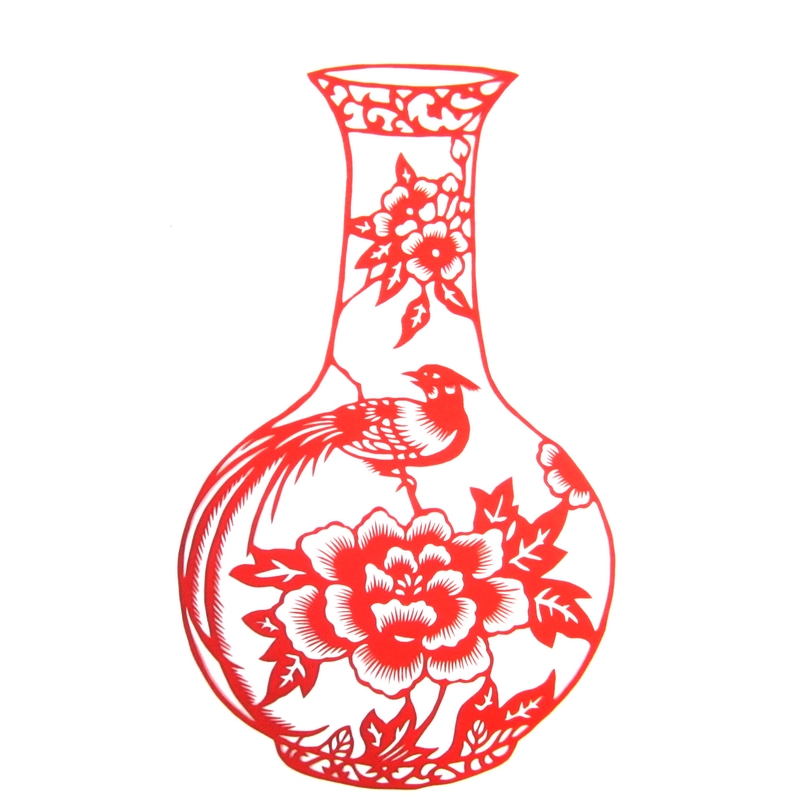 11款精美手工紅花瓷剪紙，茶壺剪紙工藝品