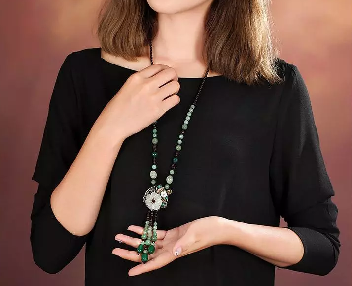 時尚匠心啟航閱讀玉石項鏈精致古風毛衣鏈首飾