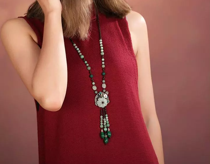 時尚匠心啟航閱讀玉石項鏈精致古風毛衣鏈首飾