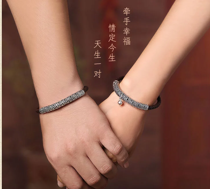 匠心啟航閱讀古風(fēng)牛皮情侶手環(huán)手鏈簡(jiǎn)約銀首飾