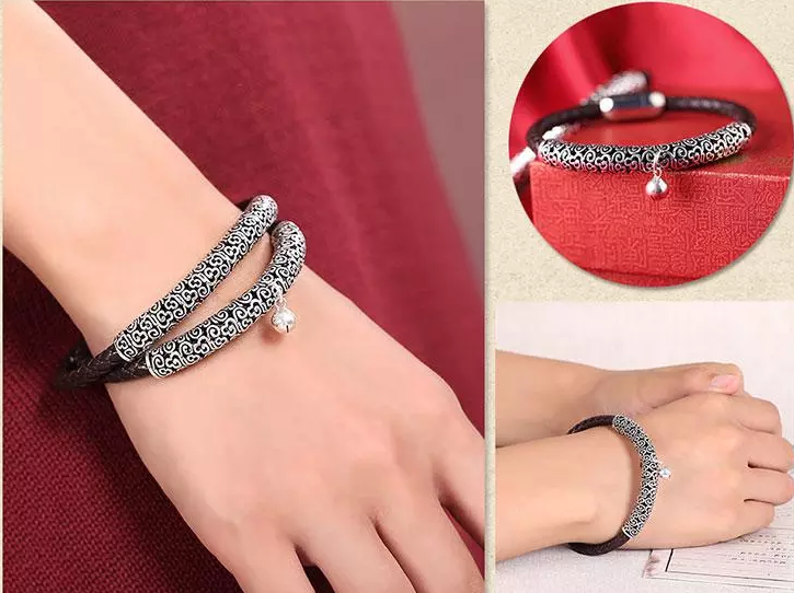 匠心啟航閱讀古風(fēng)牛皮情侶手環(huán)手鏈簡(jiǎn)約銀首飾