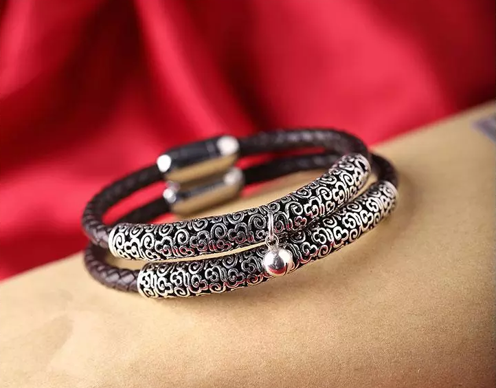 匠心啟航閱讀古風(fēng)牛皮情侶手環(huán)手鏈簡(jiǎn)約銀首飾