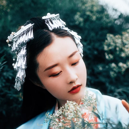 匠心啟航閱讀清新花朵唯美古風(fēng)女子頭像