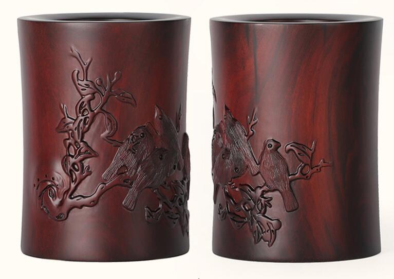 黃花梨筆筒，筆筒中的君子