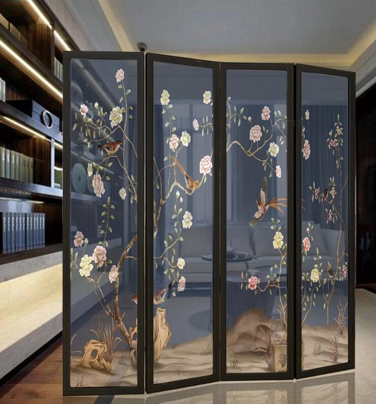 中式古典屏風(fēng)，云母屏風(fēng)燭影深