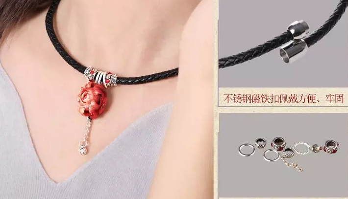 時尚匠心啟航閱讀紅色立體花朵吊墜項鏈首飾