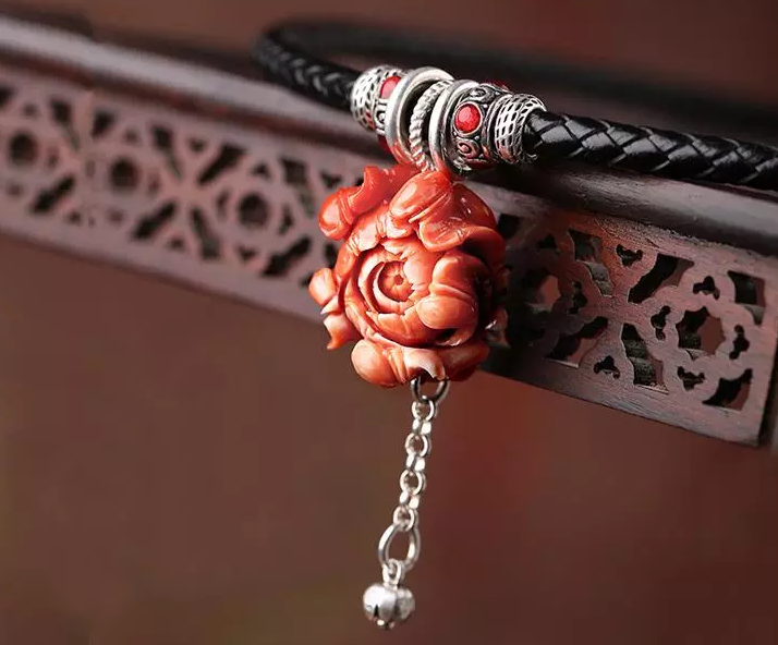 時尚匠心啟航閱讀紅色立體花朵吊墜項鏈首飾