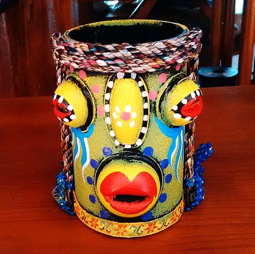 云南東巴筆筒，民族風(fēng)創(chuàng)意手工彩繪筆筒