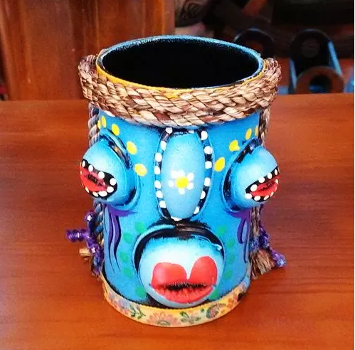 云南東巴筆筒，民族風(fēng)創(chuàng)意手工彩繪筆筒