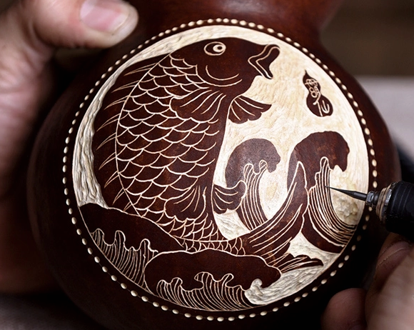 三款天然葫蘆工藝品，手工鏤空復(fù)古葫蘆花瓶