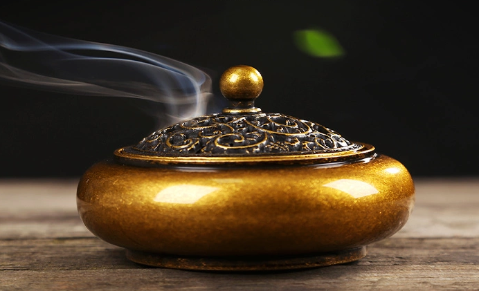 花開富貴香爐，鏤空仿古紫銅熏香爐