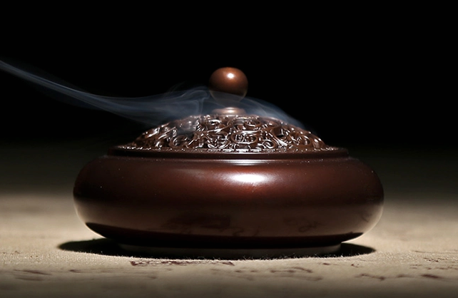 花開富貴香爐，鏤空仿古紫銅熏香爐