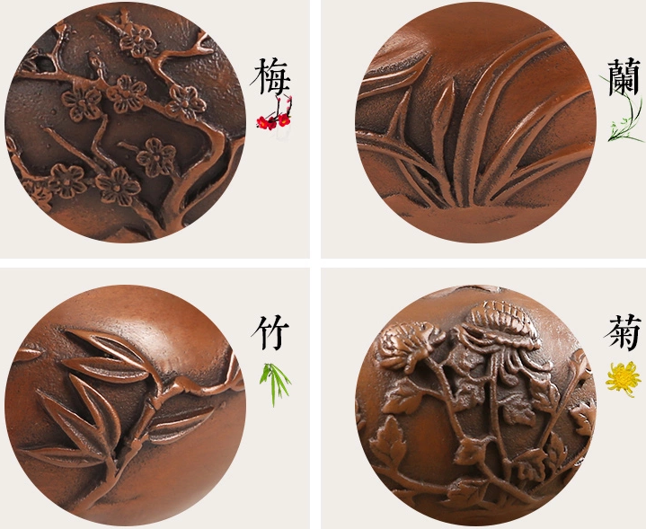 四季花卉香爐，鏤空仿古紫銅熏香爐