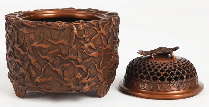 千鶴紫銅香爐，仿古純銅熏香爐