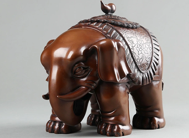 大象紫銅香爐，仿古熏香爐