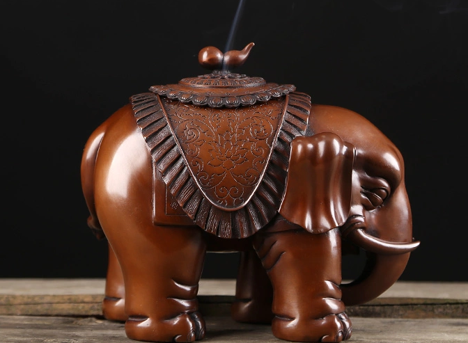 大象紫銅香爐，仿古熏香爐