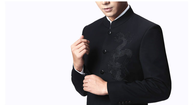 匠心啟航閱讀外套男青年中山裝，中華立領(lǐng)龍刺繡中山
