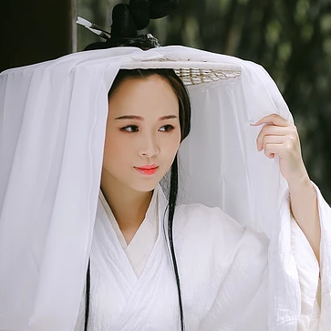 白衣俠女冷艷頭像，唯美古風女子真人頭像