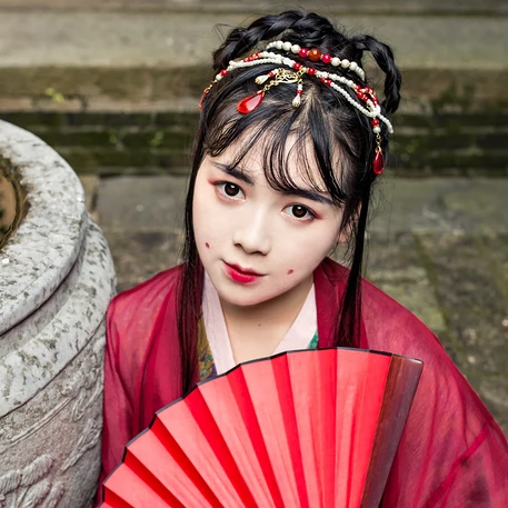 紅衣女子妖艷頭像，唯美古風女子真人頭像