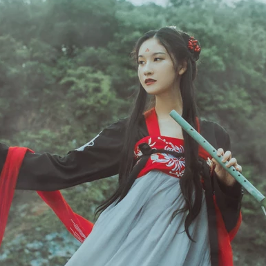 紅妝帶傘古風頭像，唯美古風真人女子頭像