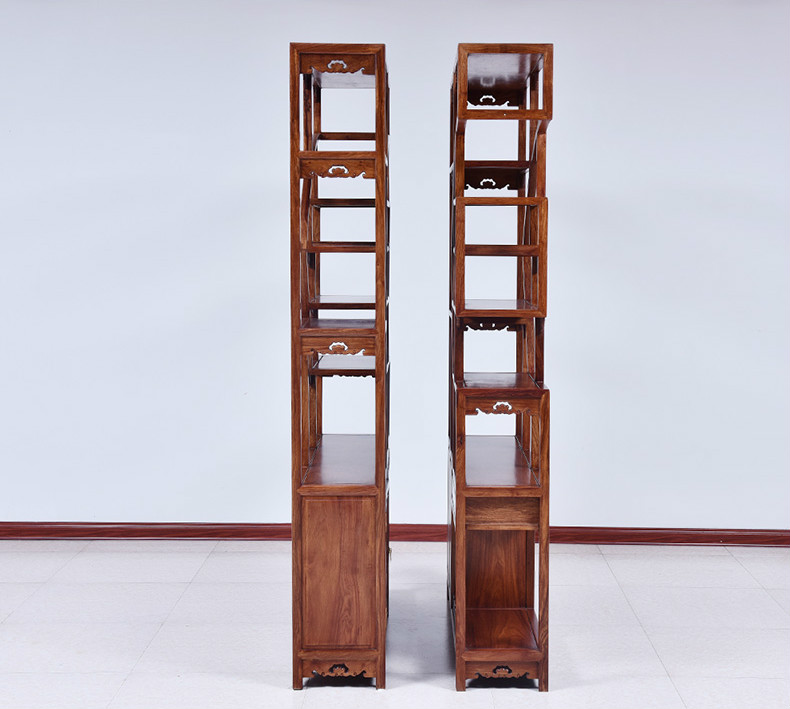 紅實(shí)木中式博古架，仿古實(shí)木雕花博古架