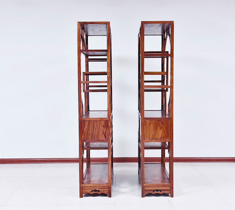 紅實木中式博古架，仿古實木雕花中式古董架