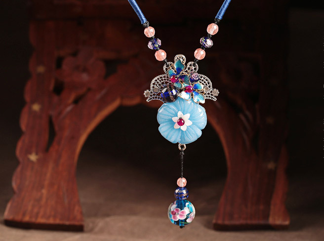 幽藍(lán)繁香匠心啟航閱讀吊墜毛衣鏈復(fù)古項(xiàng)鏈