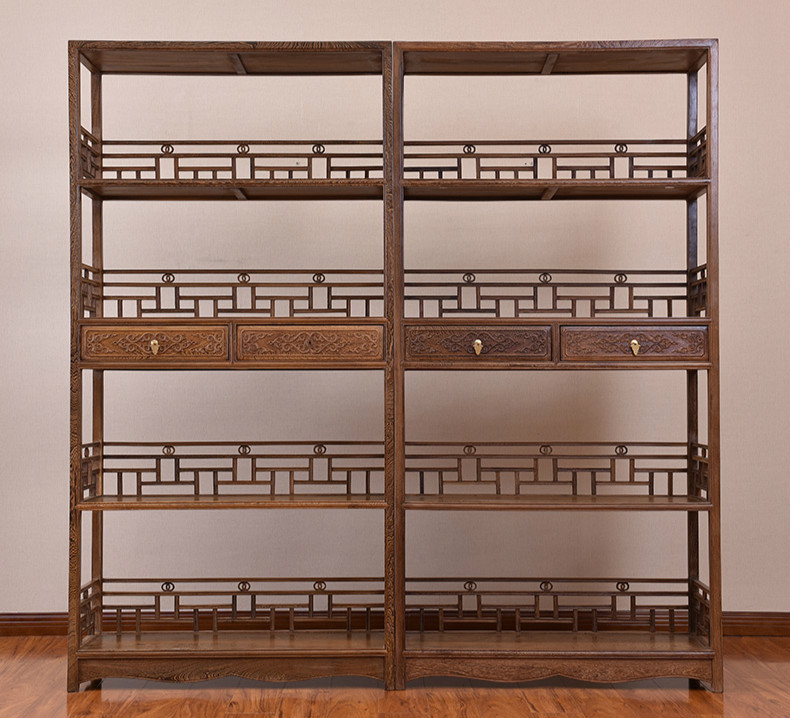 簡約大氣實木博古架，雞翅木新中式仿古博古架