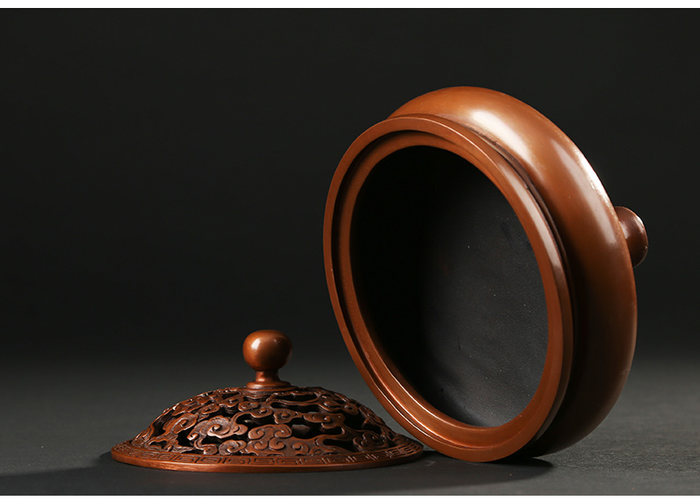 鏤空云紋熏香爐，仿古紫銅鏤空香爐