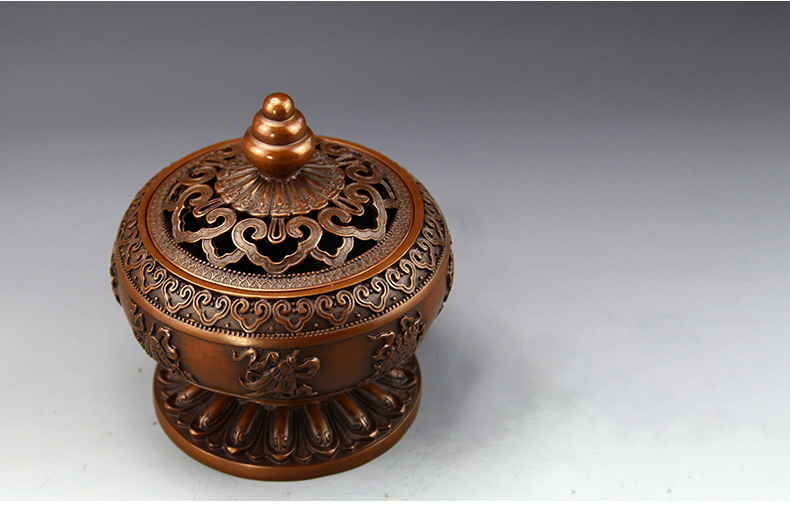 八寶蓮瓣熏香爐，仿古紫銅鏤空香爐